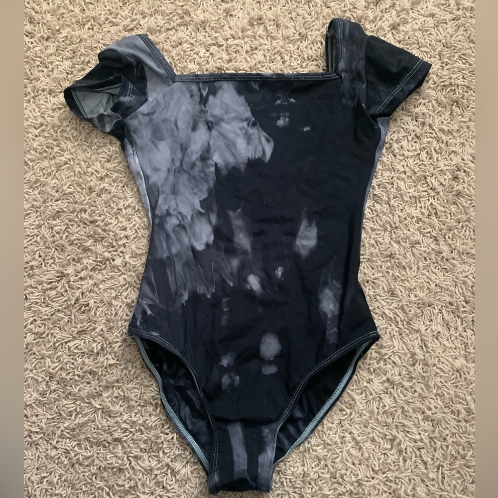 Black and gray dance leotard